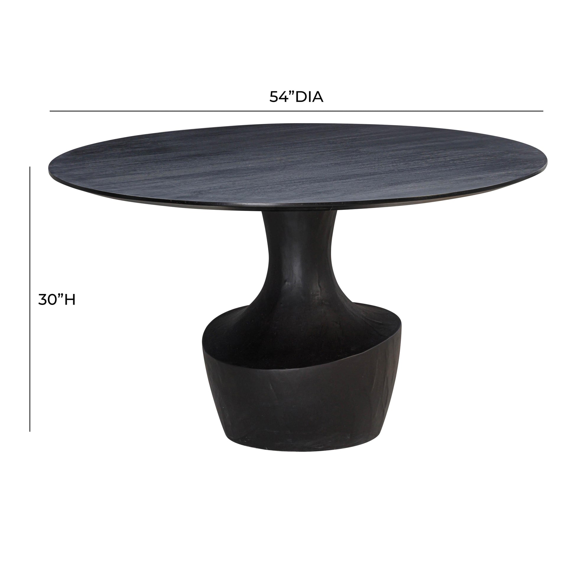 Gevra 54 Black Acacia Faux Plaster Round Dining Table by TOV D54245