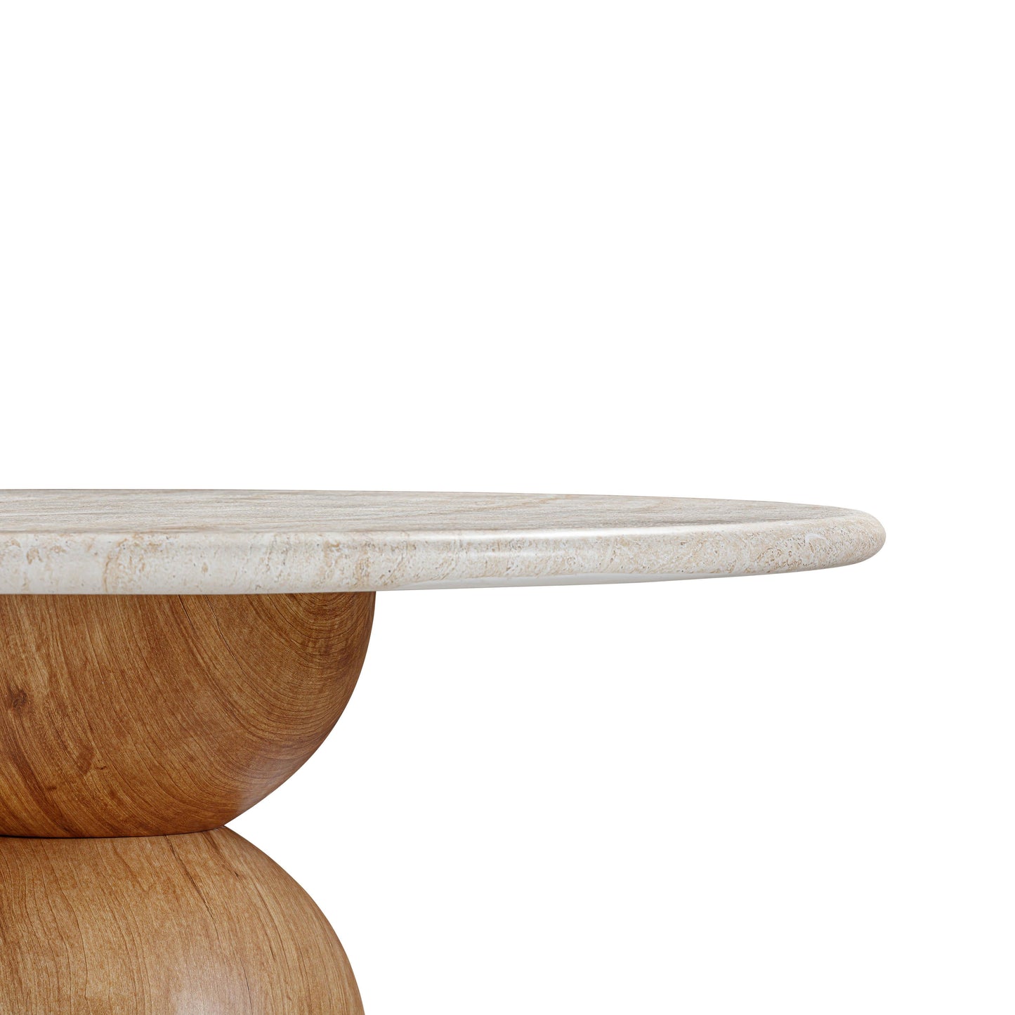 Cynthia 54" Faux Travertine Indoor/Outdoor Concrete Round Dining Table Travertine, Walnut Brown by Tov Furniture