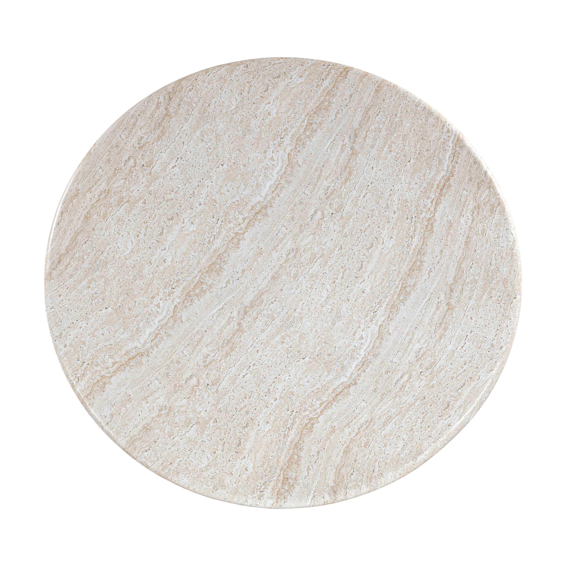 Cynthia 54" Faux Travertine Indoor/Outdoor Concrete Round Dining Table Travertine, Walnut Brown by Tov Furniture