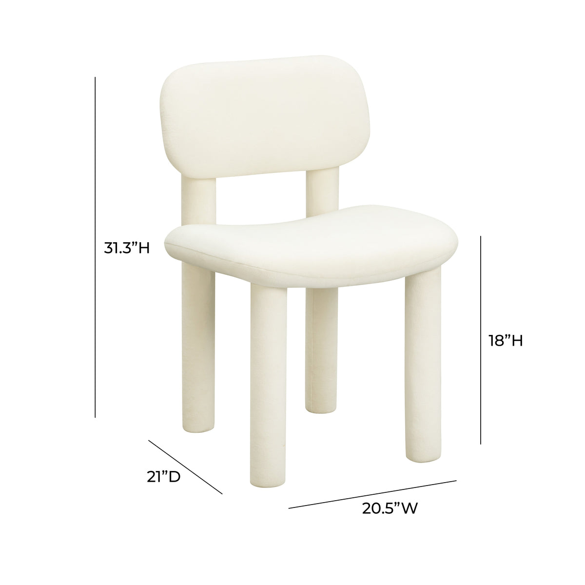Elise Ivory White Performance Velvet Dining Chair by TOV Furniture – photo 6 of 6