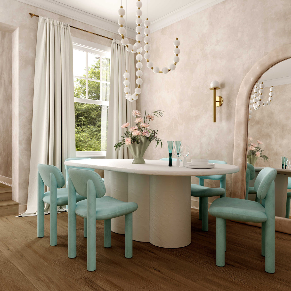 Elise Pale Blue Performance Velvet Dining Chair by TOV Furniture – photo 2 of 6