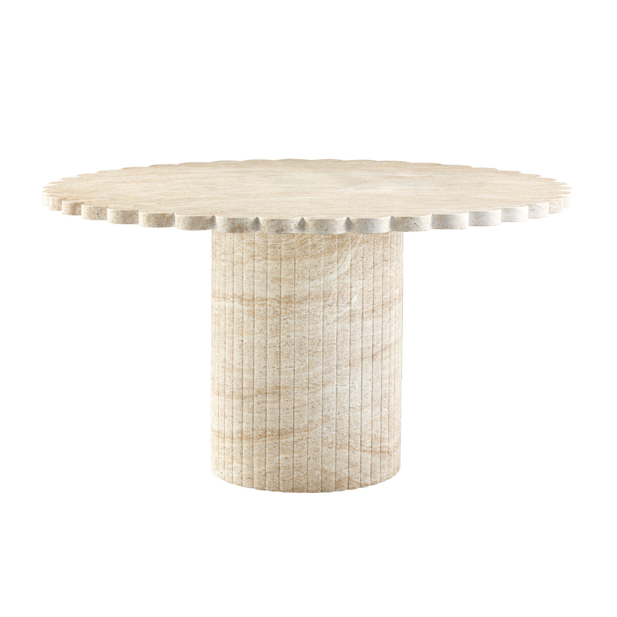 Blossom 54" Washed Faux Travertine Finish Indoor/Outdoor Round Dining Table by TOV Furniture – photo 1 of 7