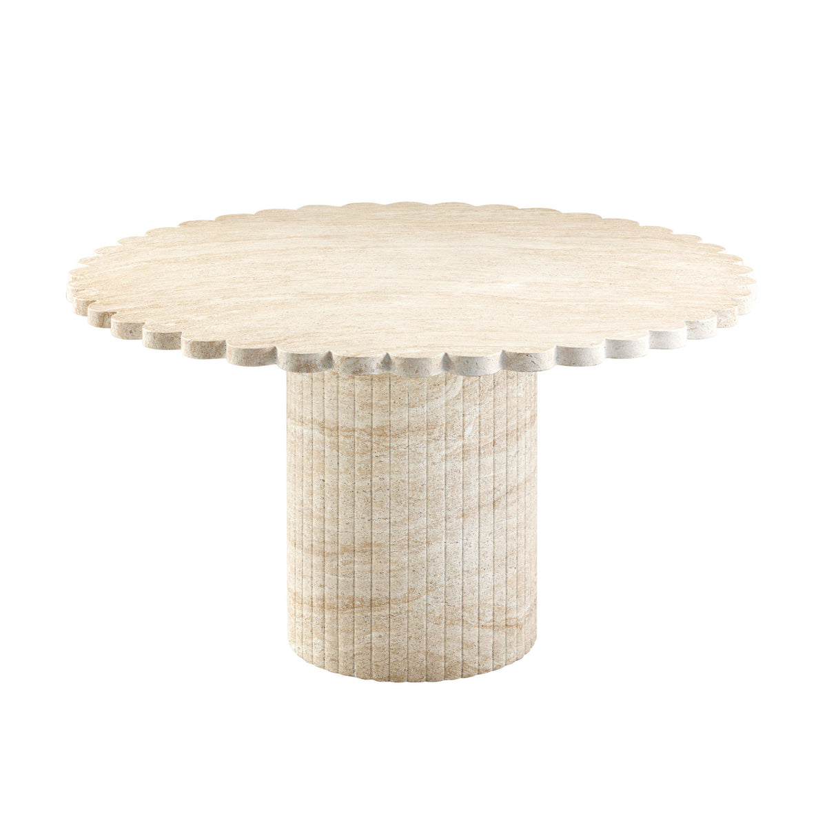 Blossom 54" Washed Faux Travertine Finish Indoor/Outdoor Round Dining Table by TOV Furniture – photo 3 of 7