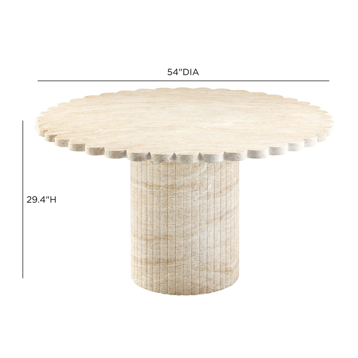 Blossom 54" Washed Faux Travertine Finish Indoor/Outdoor Round Dining Table by TOV Furniture – photo 7 of 7