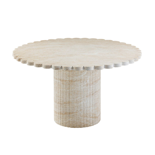 Blossom 54 Washed Travertine Finish Indoor Outdoor Round Dining Table by TOV D54349
