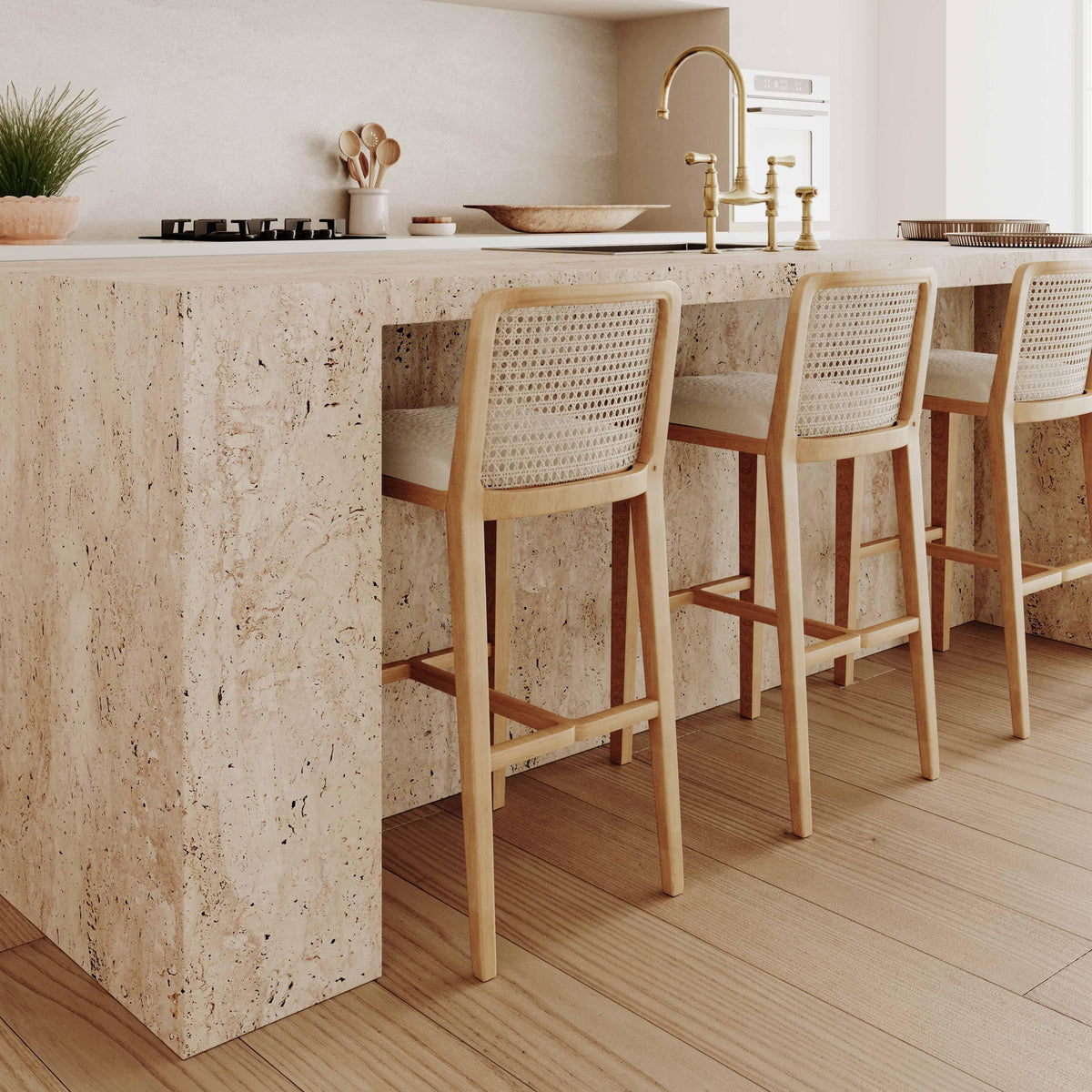 Gerri Performance Tweed and Rattan Counter Stool by TOV Furniture – photo 2 of 7