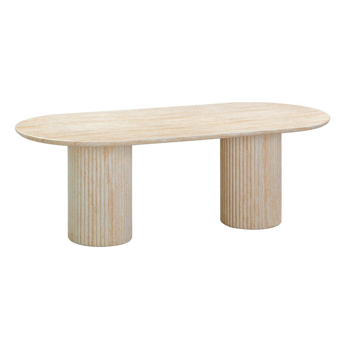 Brut 86" Faux Travertine Pattern Indoor/Outdoor Dining Table by TOV Furniture – photo 1 of 7