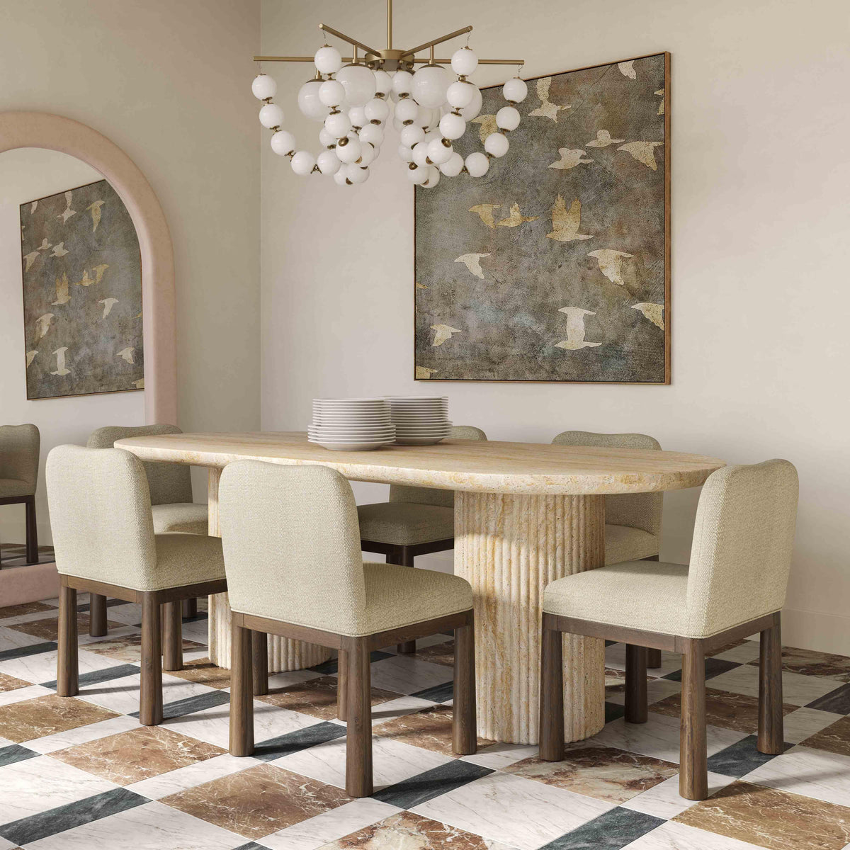 Brut 86" Faux Travertine Pattern Indoor/Outdoor Dining Table by TOV Furniture – photo 2 of 7