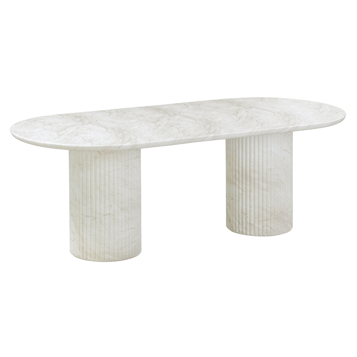 Brut 86" White Faux Marble Pattern Indoor/Outdoor Dining Table by TOV Furniture – photo 1 of 8