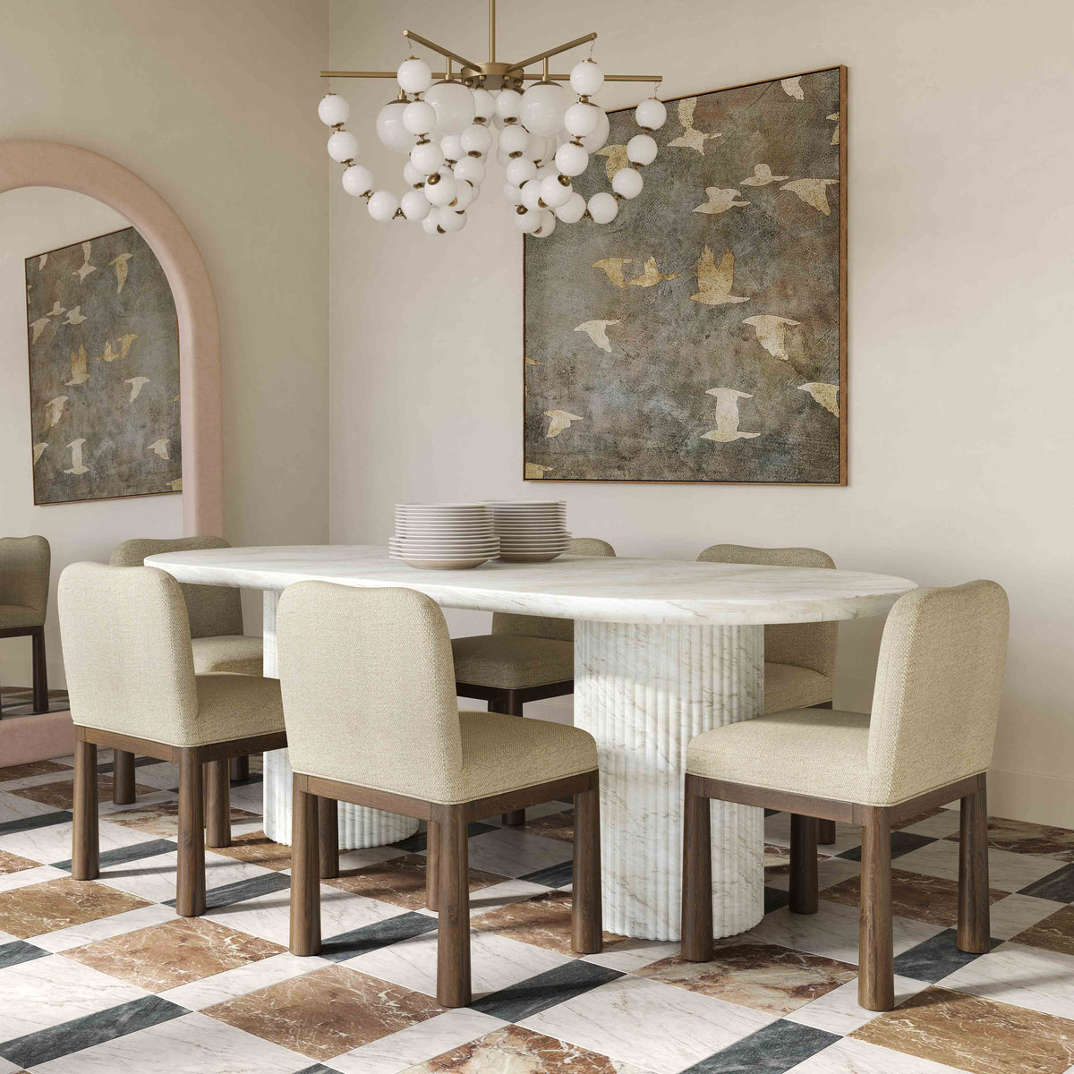 Brut 86" White Faux Marble Pattern Indoor/Outdoor Dining Table by TOV Furniture – photo 2 of 8