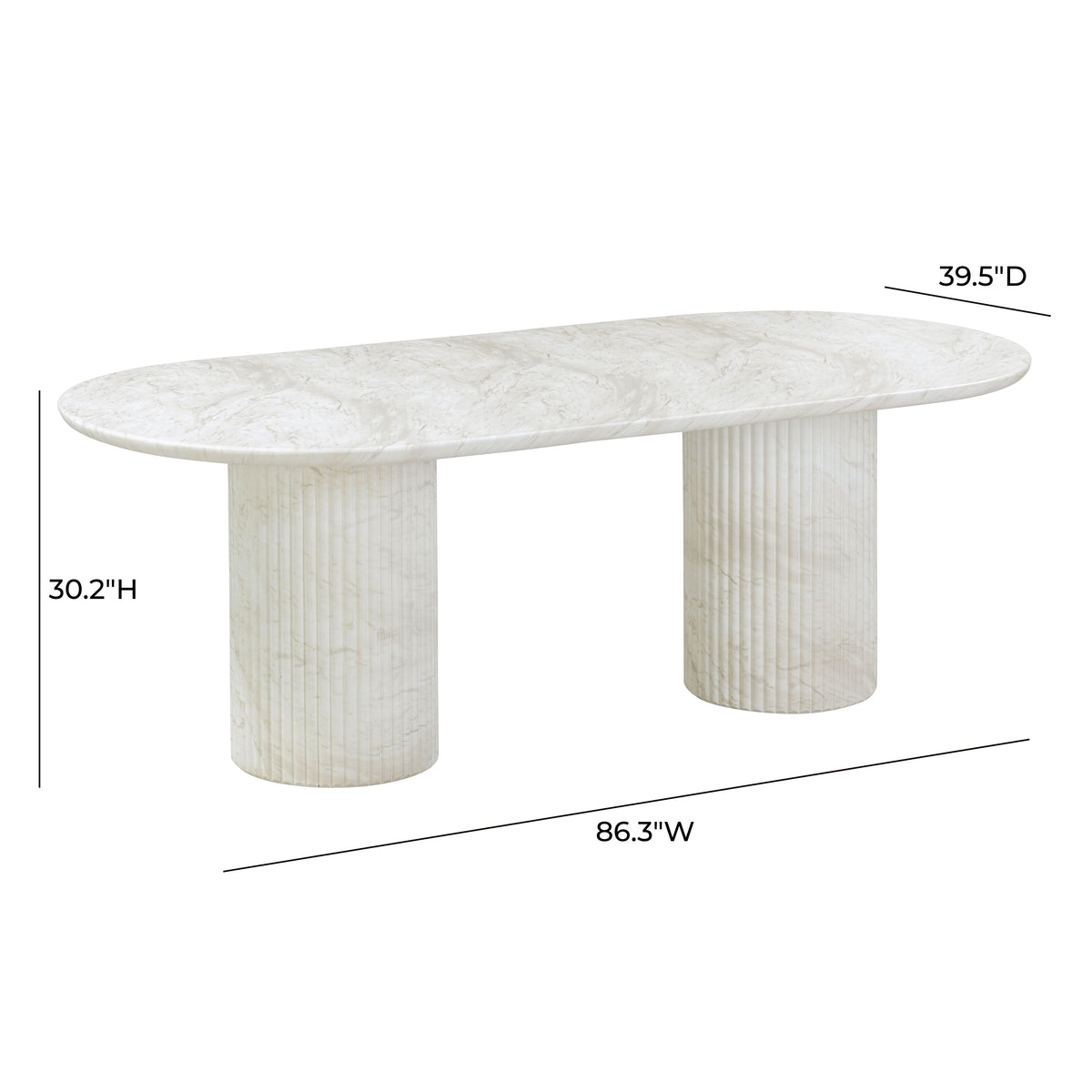 Brut 86" White Faux Marble Pattern Indoor/Outdoor Dining Table by TOV Furniture – photo 7 of 8