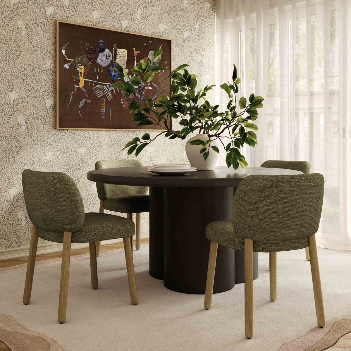 Foxy Olive Green Performance Textured Fabric Dining Chair by TOV Furniture – photo 2 of 7