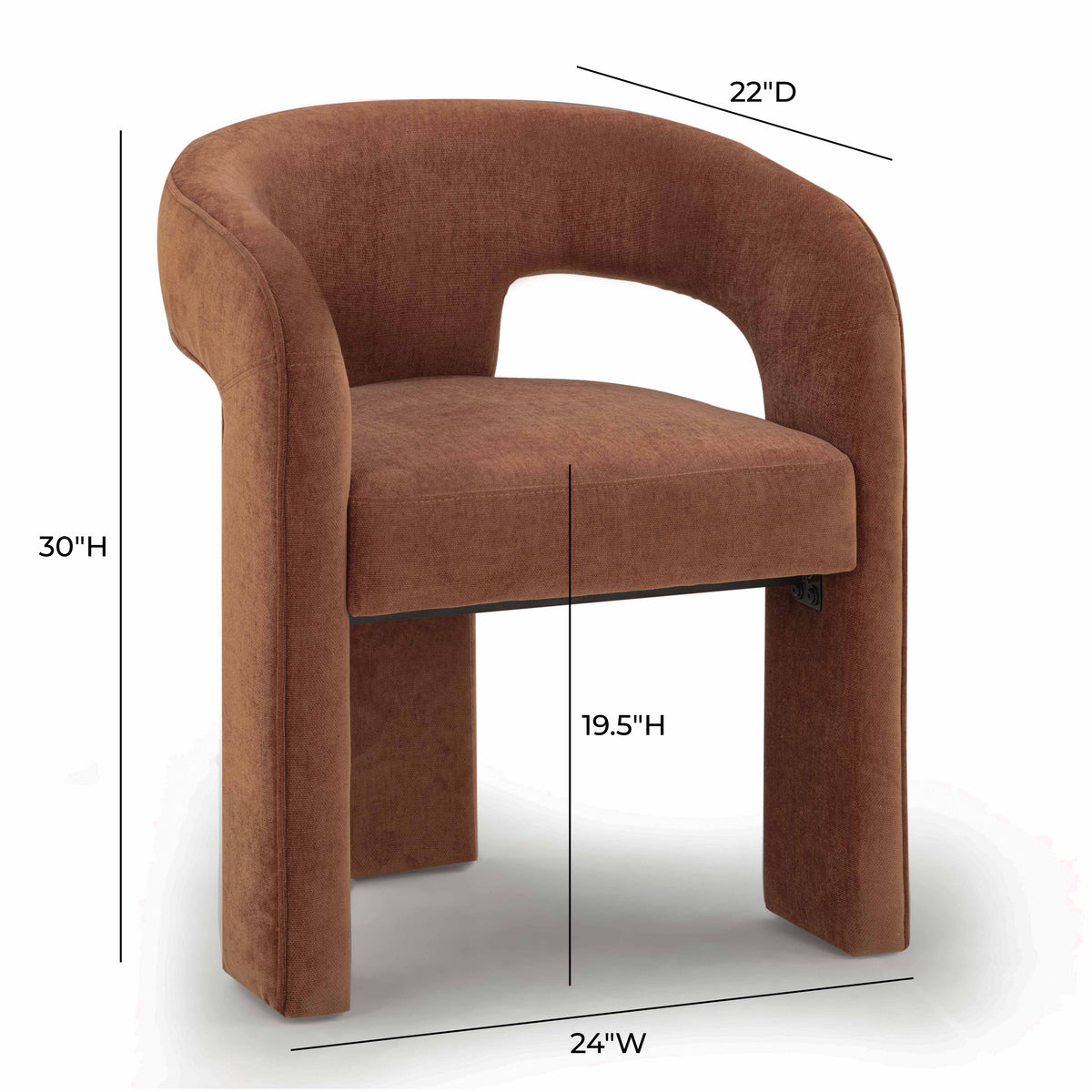 Malone Rust Red Performance Chenille Dining Chair by TOV Furniture – photo 7 of 7