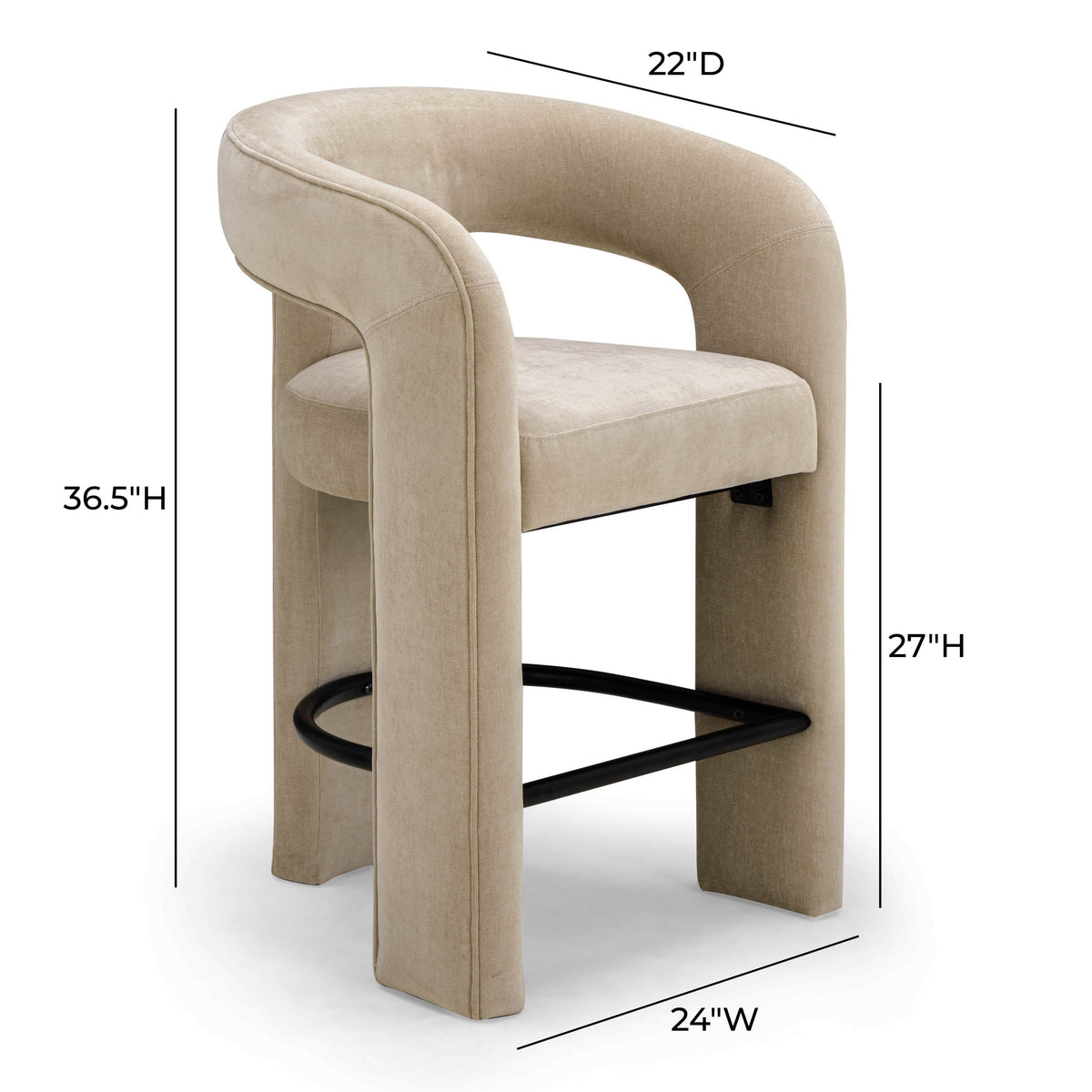 Malone Taupe Performance Chenille Counter Stool by TOV Furniture – photo 7 of 8