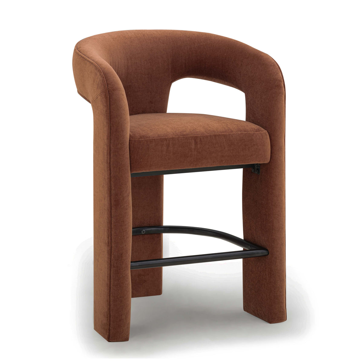 Malone Rust Red Performance Chenille Counter Stool by TOV Furniture – photo 3 of 7