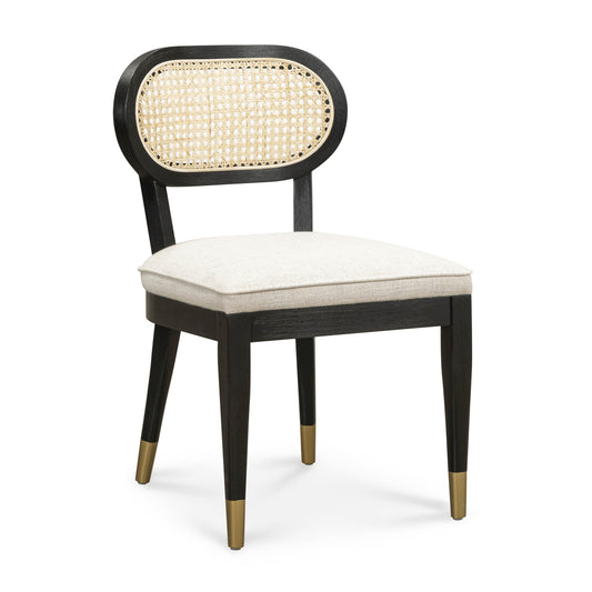 Cosette Black Dining Chair In Cream Performance Linen by TOV D54519