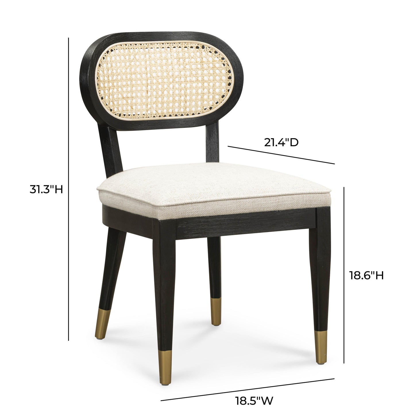 Cosette Black Dining Chair in Cream Performance Linen Black, Cream by Tov Furniture