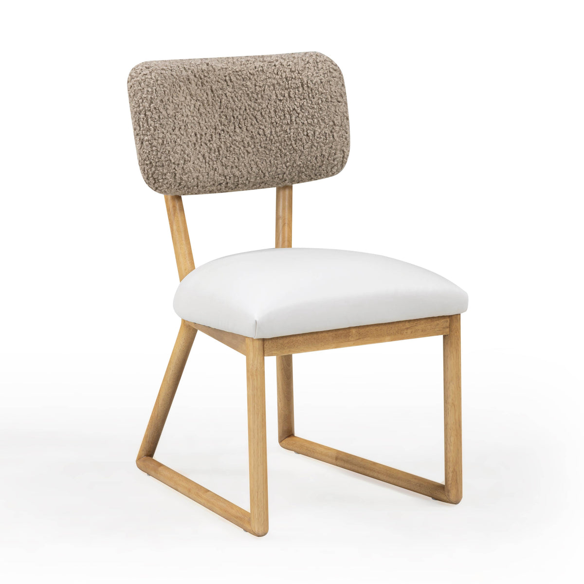 Bobbie Cream Performance Vegan Leather and Grey Vegan Shearling Dining Chair by TOV Furniture – photo 1 of 10