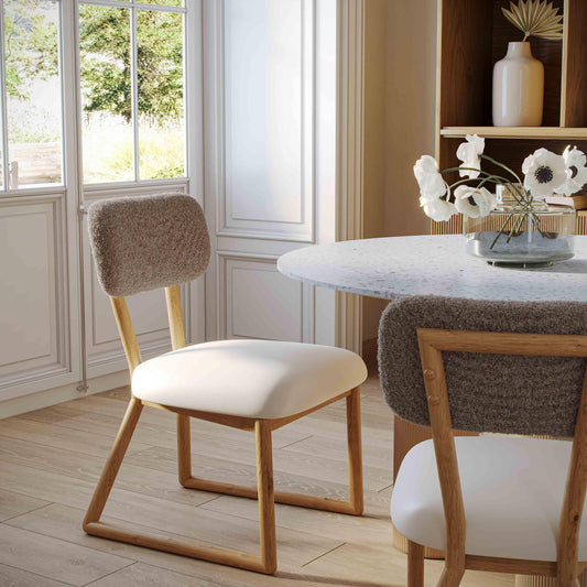 Bobbie Cream Performance Vegan Leather and Grey Vegan Shearling Dining Chair by TOV Furniture – photo 2 of 10