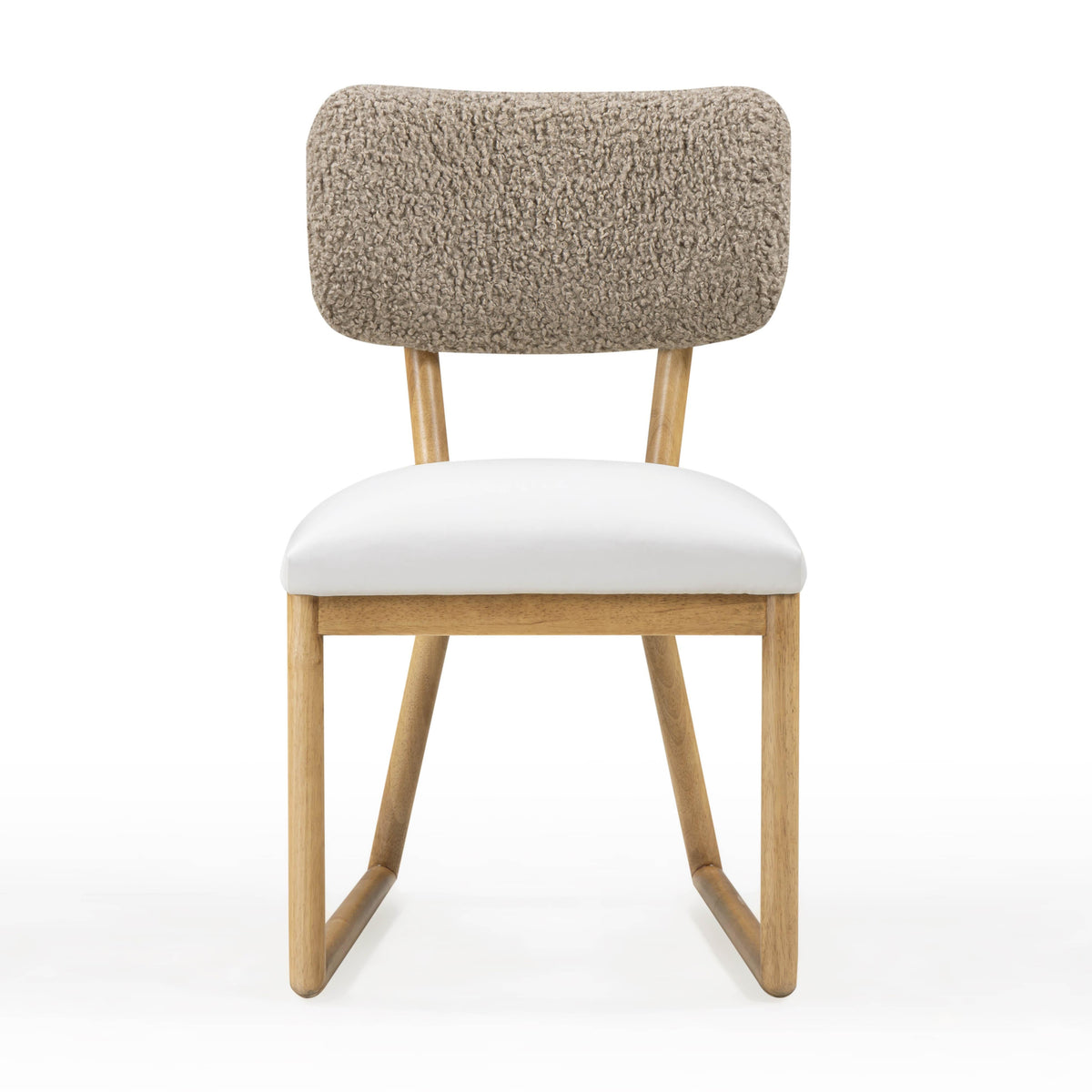 Bobbie Cream Performance Vegan Leather and Grey Vegan Shearling Dining Chair by TOV Furniture – photo 3 of 10