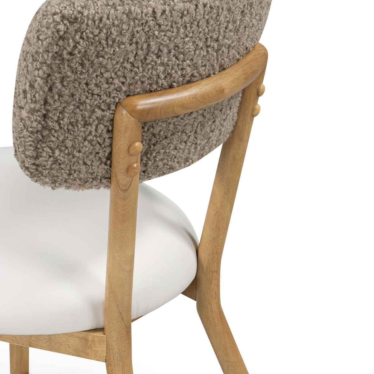 Bobbie Cream Performance Vegan Leather and Grey Vegan Shearling Dining Chair by TOV Furniture – photo 7 of 10
