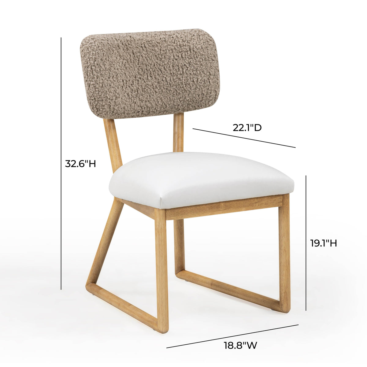 Bobbie Cream Performance Vegan Leather and Grey Vegan Shearling Dining Chair by TOV Furniture – photo 10 of 10
