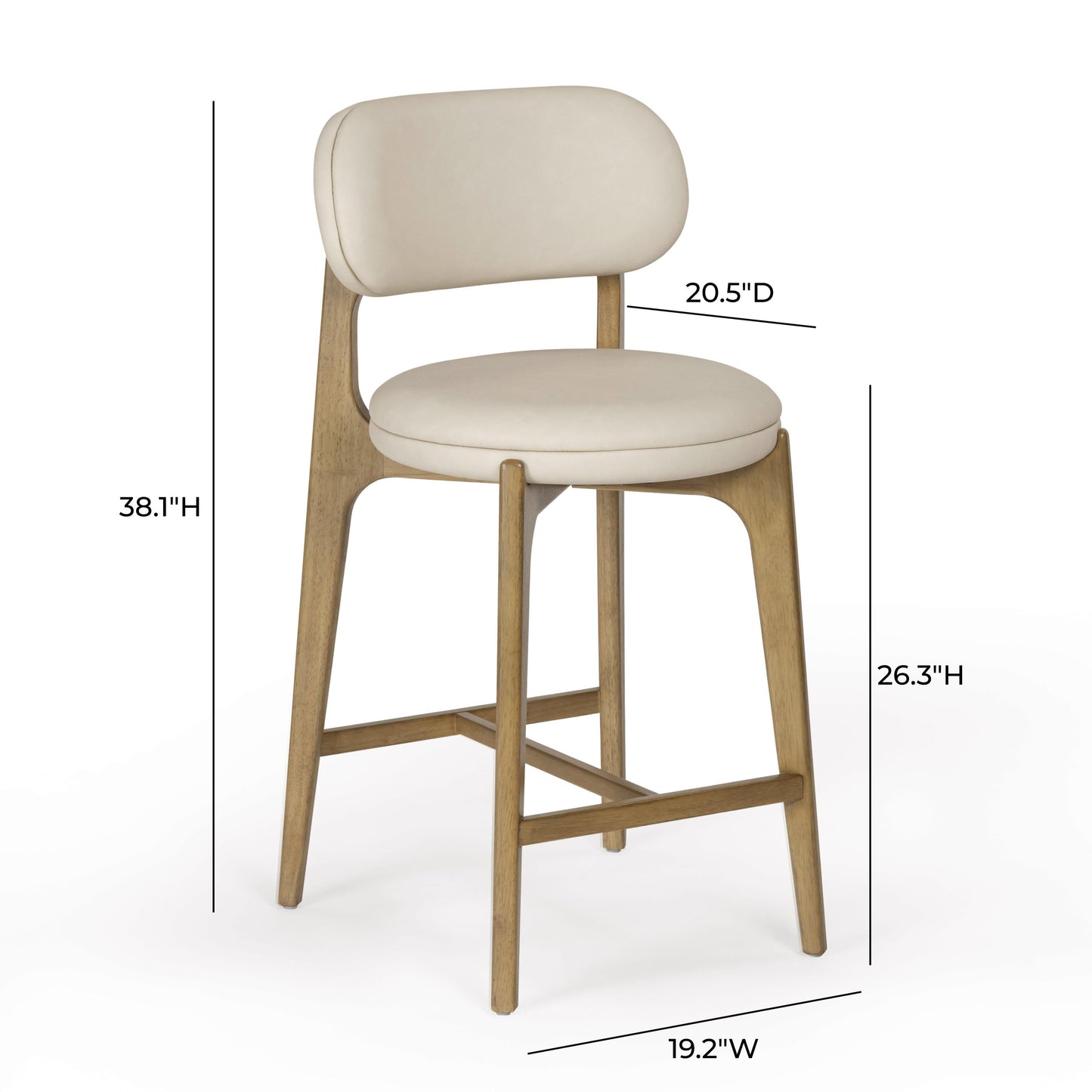 Carnation Cream Performance Vegan Leather Counter Stool Cream by Tov Furniture