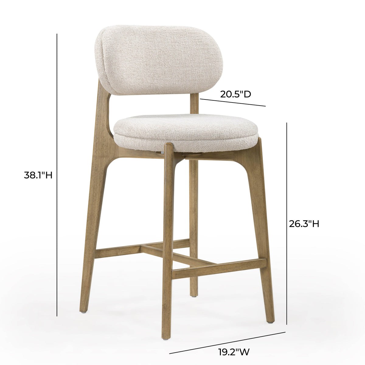 Carnation Cream Performance Fabric Counter Stool by TOV Furniture – photo 8 of 9
