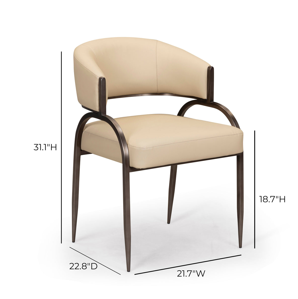 Tatum Taupe Performance Vegan Leather Dining Chair by TOV Furniture – photo 7 of 7