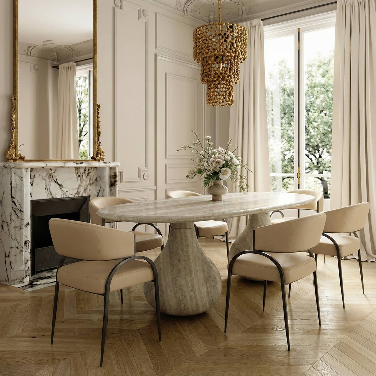 Tatum Taupe Performance Vegan Leather Dining Chair by TOV Furniture – photo 2 of 7