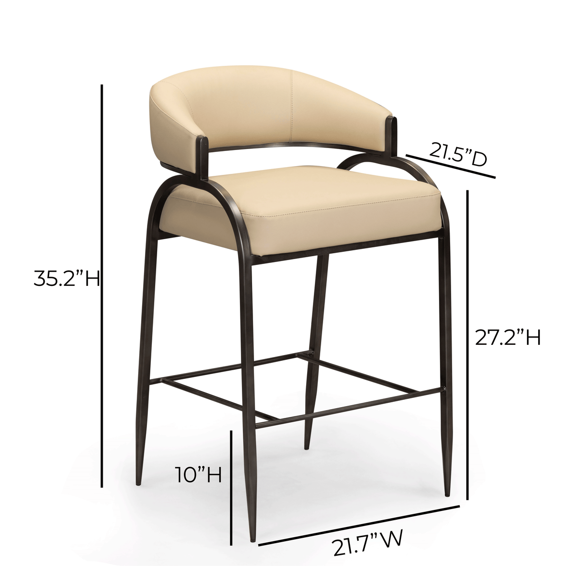 Tatum Taupe Performance Vegan Leather Counter Stool by TOV Furniture – photo 7 of 7