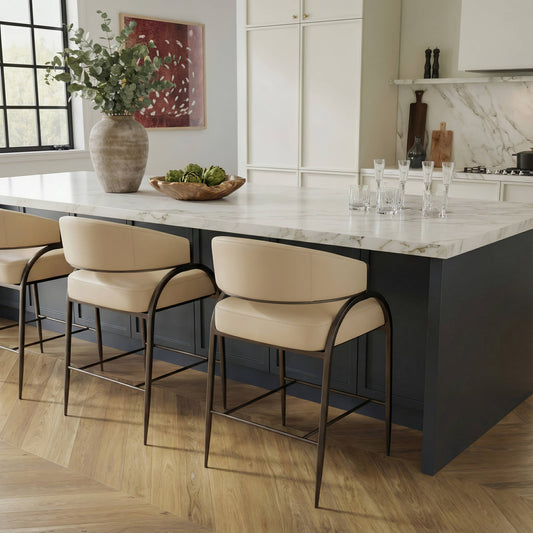 Tatum Taupe Performance Vegan Leather Counter Stool by TOV Furniture – photo 2 of 7
