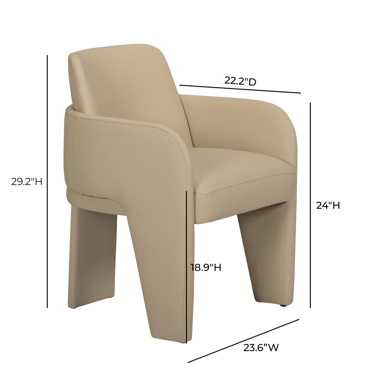 Leo Taupe Performance Vegan Leather Dining Chair by TOV Furniture – photo 5 of 5