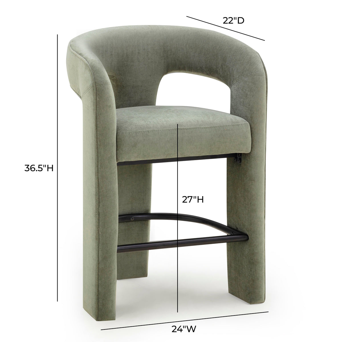 Malone Green Perfomance Fabric Counter Stool by TOV Furniture – photo 6 of 7