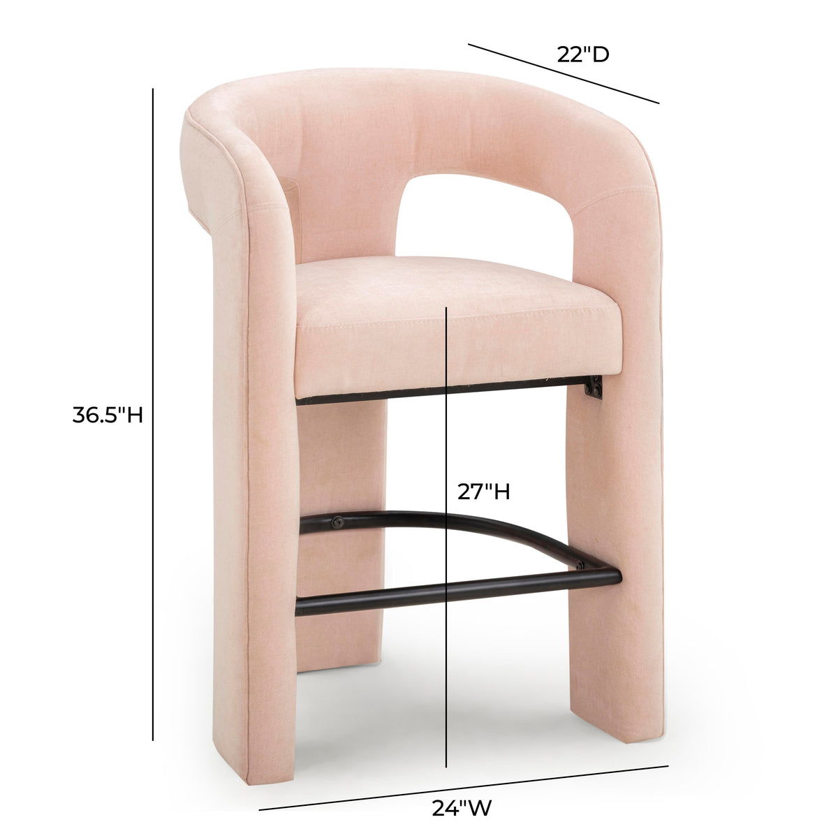 Malone Blush Perfomance Fabric Counter Stool by TOV Furniture – photo 7 of 7