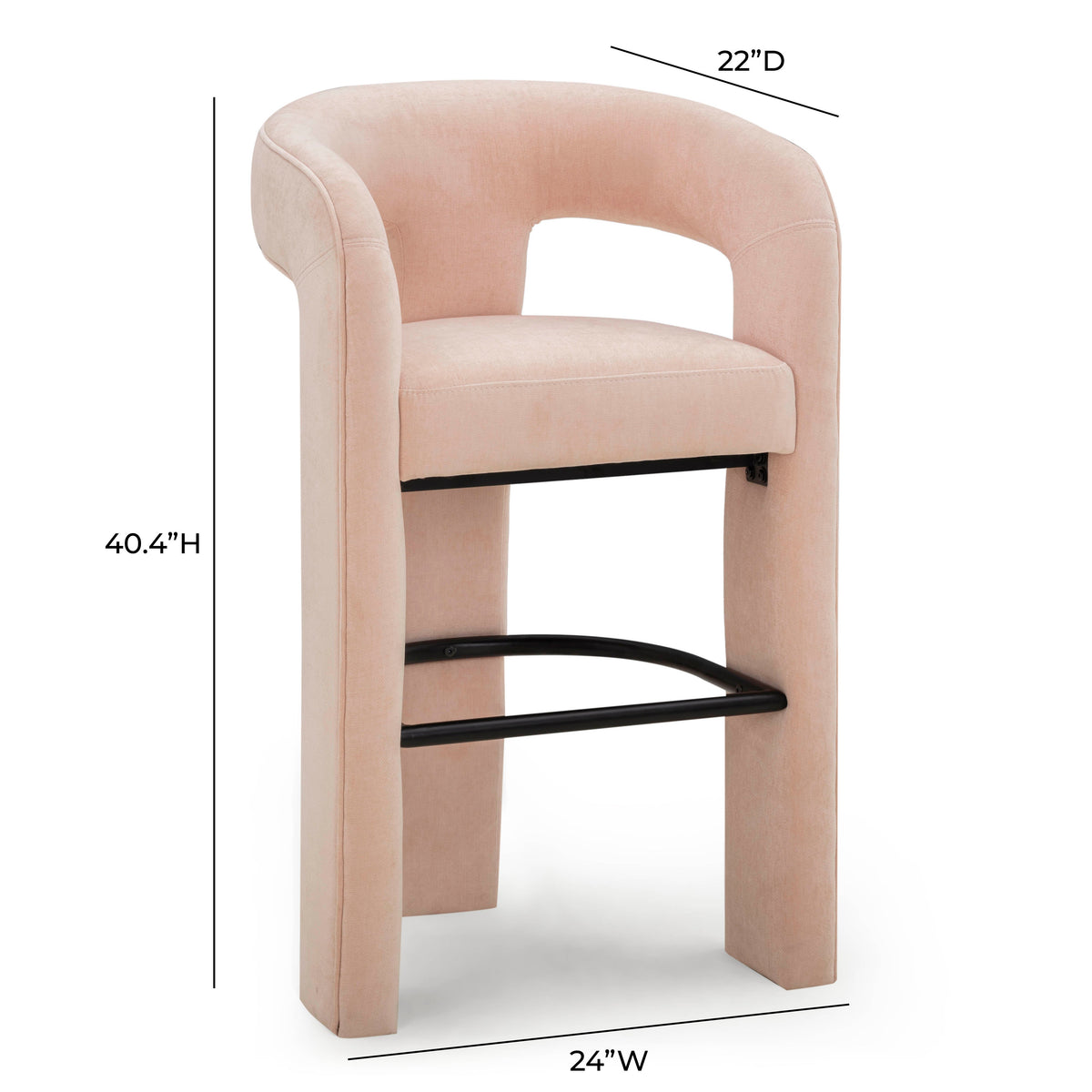 Malone Blush Perfomance Fabric Bar Stool by TOV Furniture – photo 7 of 8
