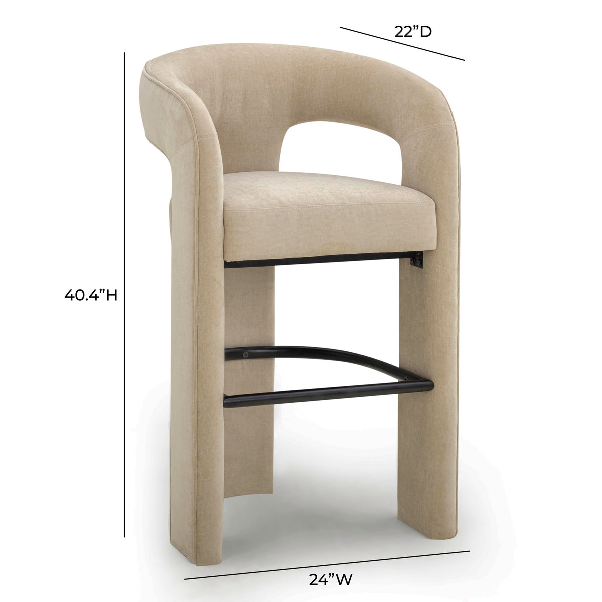 Malone Taupe Perfomance Fabric Bar Stool by TOV Furniture – photo 7 of 8