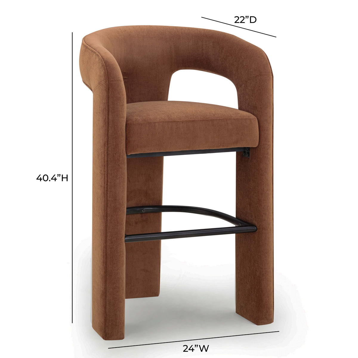 Malone Rust Red Perfomance Fabric Bar Stool by TOV Furniture – photo 7 of 8