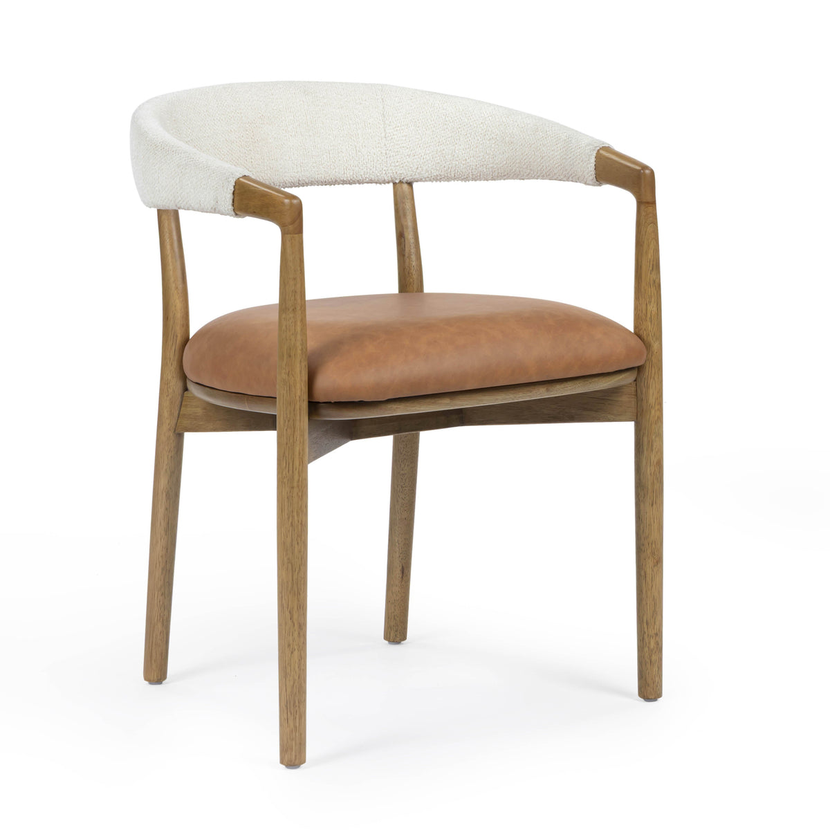 Vina Cognac Performance Vegan Leather and Cream Textured Weave Dining Chair by TOV Furniture – photo 1 of 8