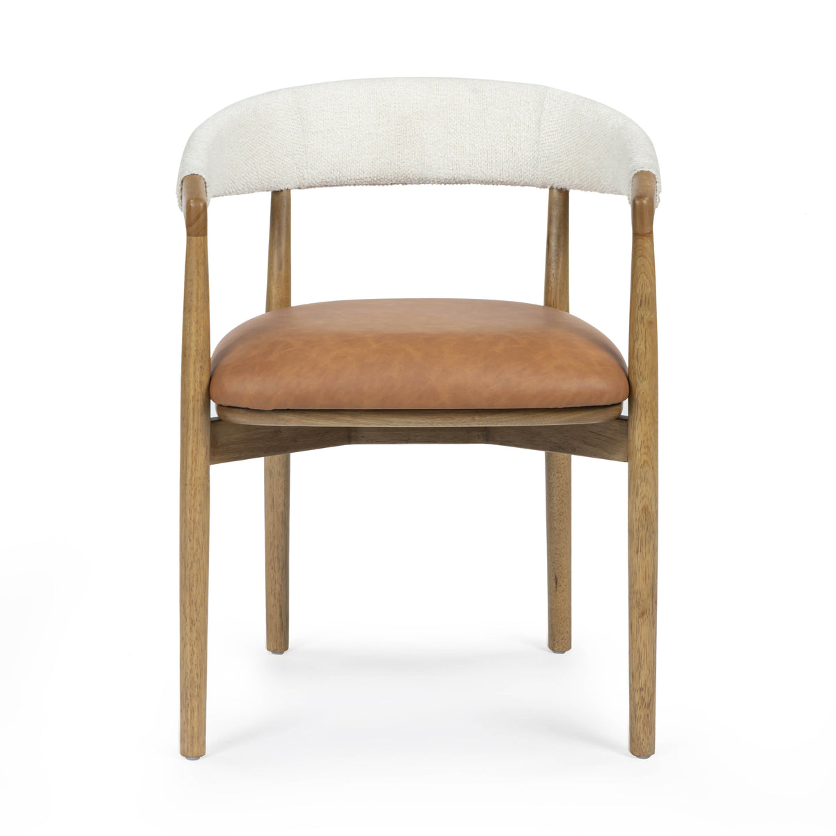 Vina Cognac Performance Vegan Leather and Cream Textured Weave Dining Chair by TOV Furniture – photo 3 of 8