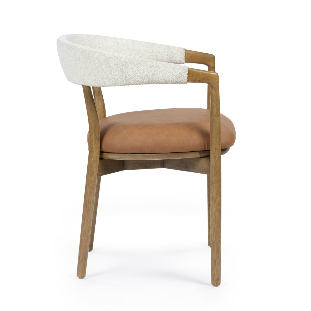 Vina Cognac Performance Vegan Leather and Cream Textured Weave Dining Chair by TOV Furniture – photo 4 of 8