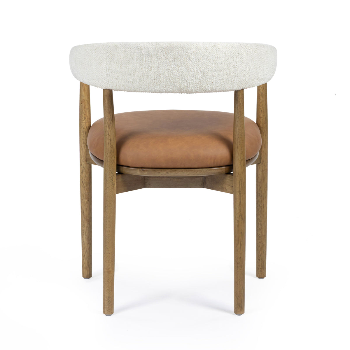 Vina Cognac Performance Vegan Leather and Cream Textured Weave Dining Chair by TOV Furniture – photo 5 of 8