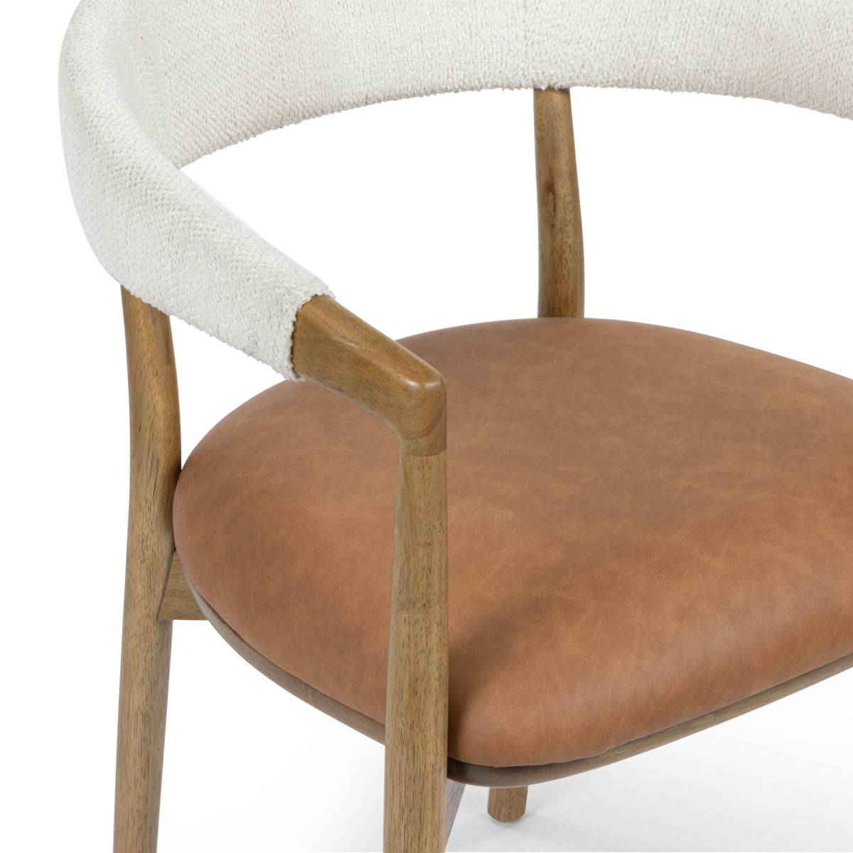 Vina Cognac Performance Vegan Leather and Cream Textured Weave Dining Chair by TOV Furniture – photo 6 of 8