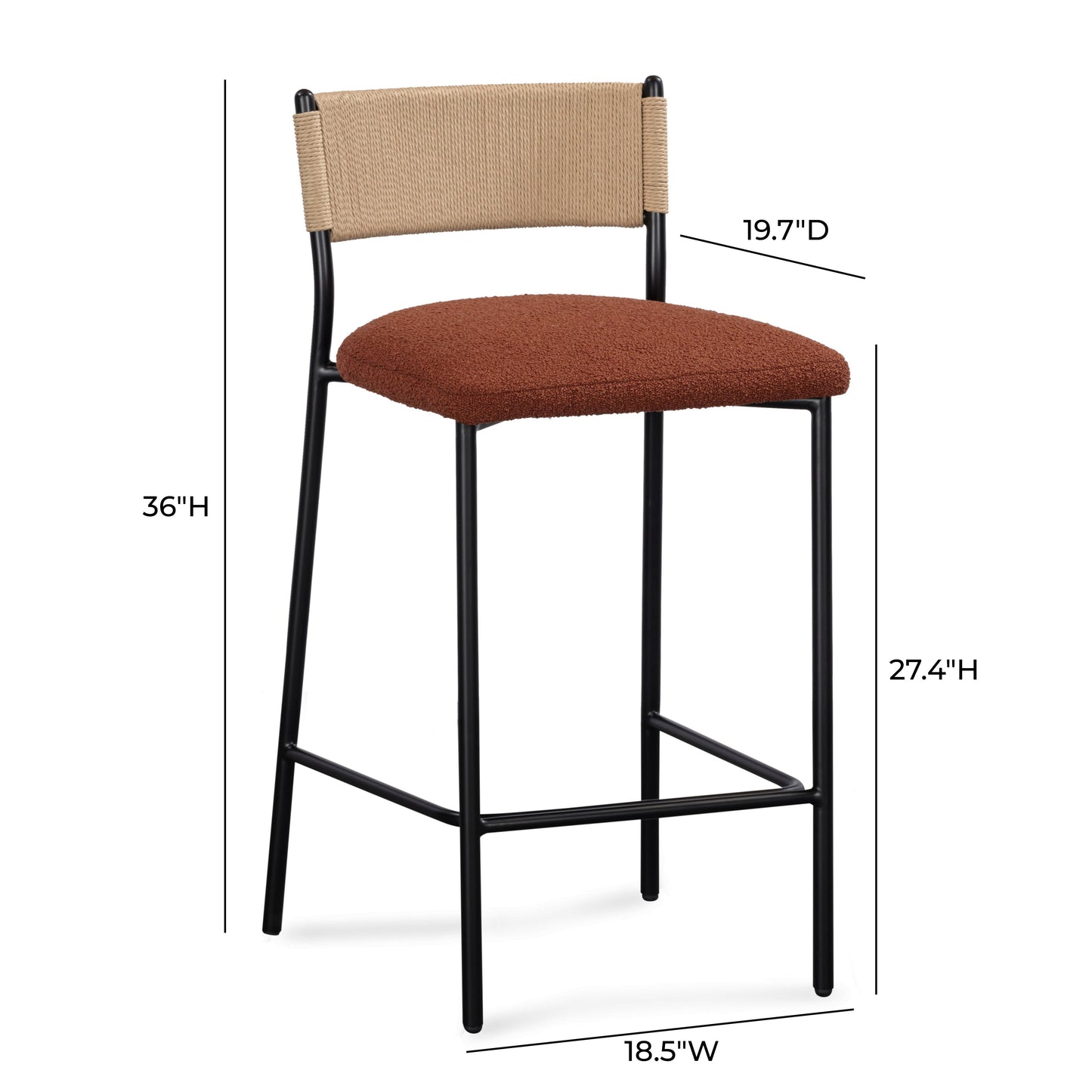 Celine Performance Boucle Stool Maroon Counter Height by Tov Furniture