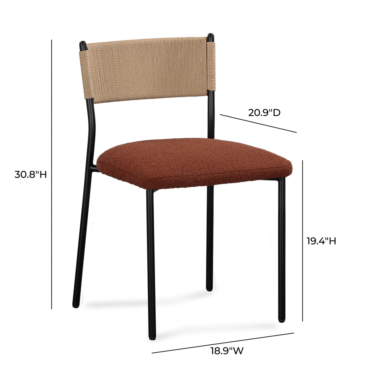 Celine Maroon Performance Boucle Dining Chair - Set of 2 by TOV Furniture – photo 8 of 8