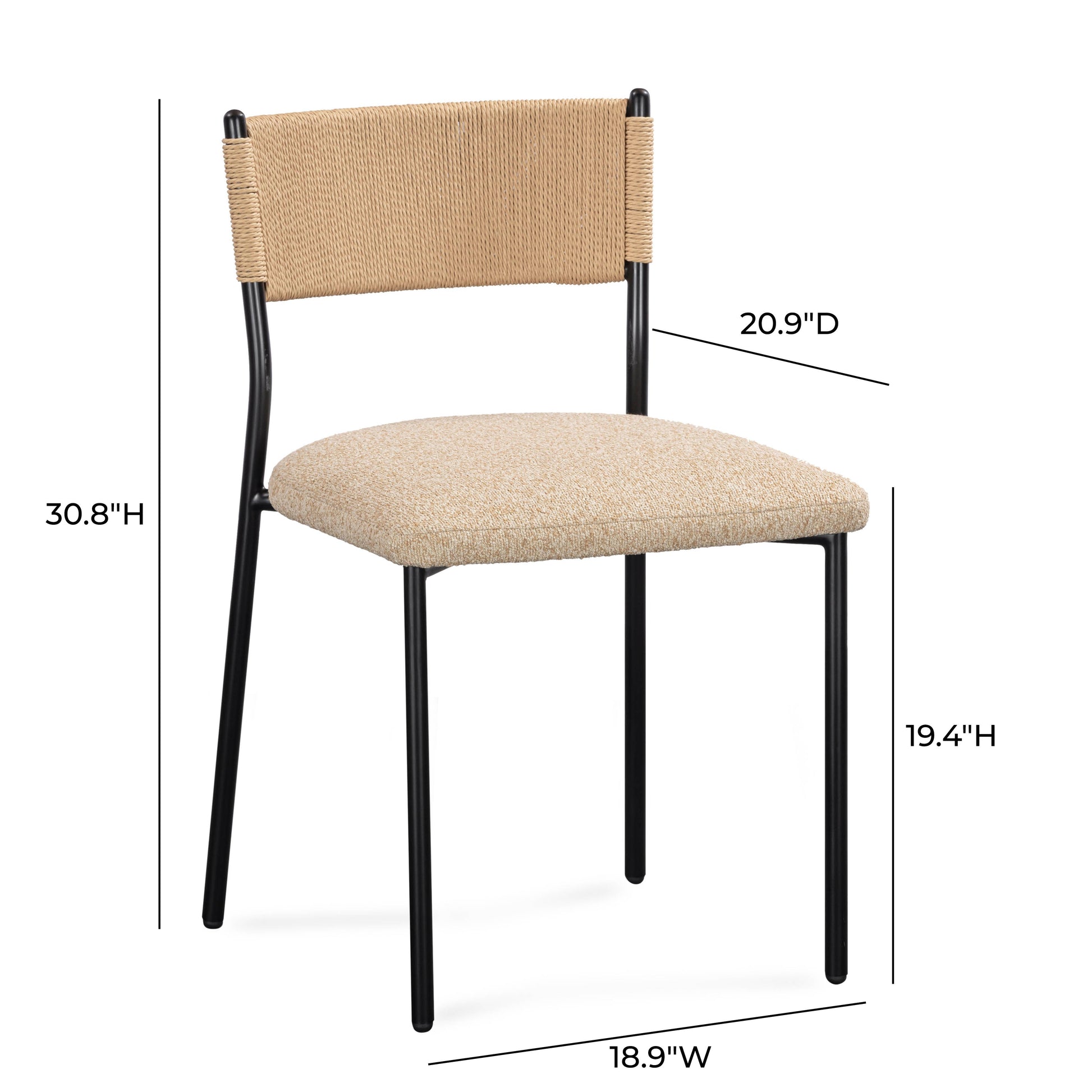 Celine Performance Boucle Dining Chair - Set of 2 Tan by Tov Furniture