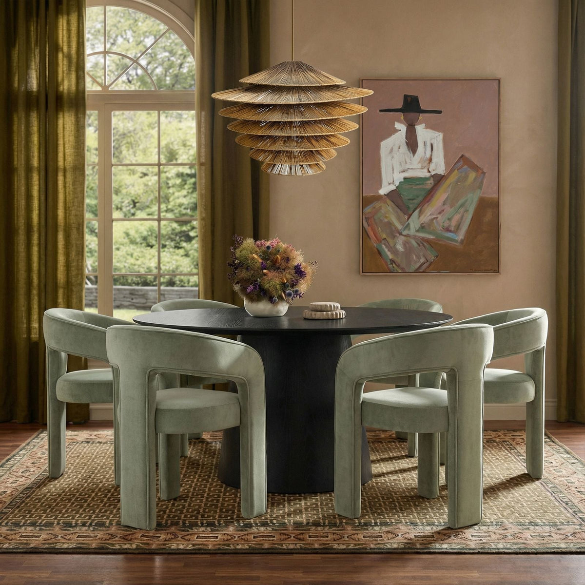 Sahara Black Oak 60" Round Dining Table by TOV Furniture – photo 2 of 8