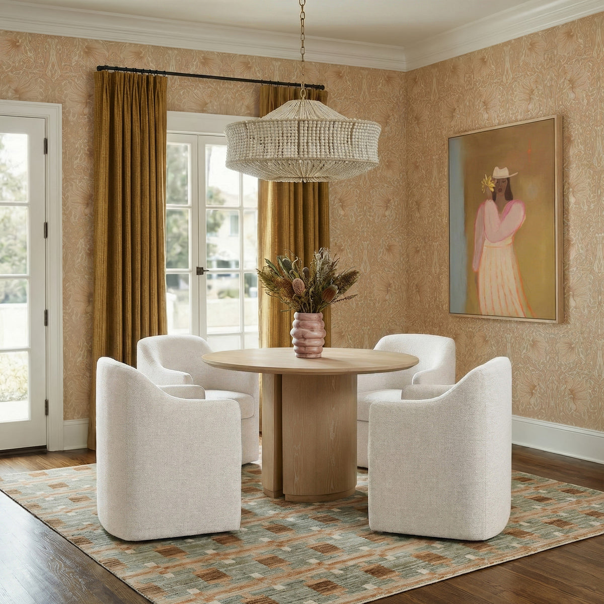Helena Off White Tall Textured Weave Performance Fabric Dining Chair by TOV Furniture – photo 2 of 7