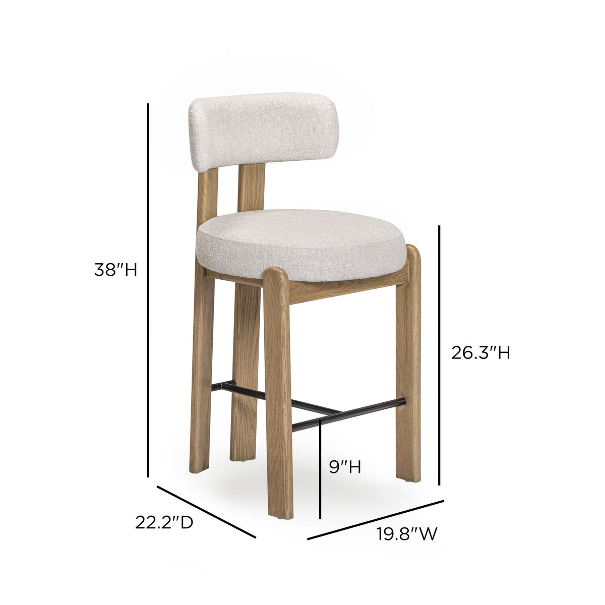 Odessa Cream Performance Fabric Counter Stool by TOV Furniture – photo 7 of 7