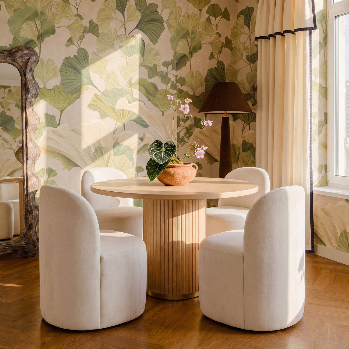 Persa Round Back Cream Performance Chenille Dining Chair by TOV Furniture – photo 2 of 7